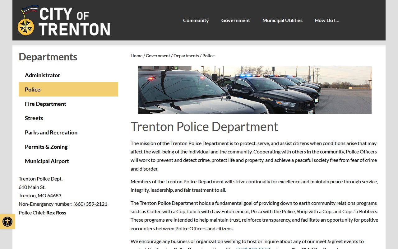 Trenton Police contact page