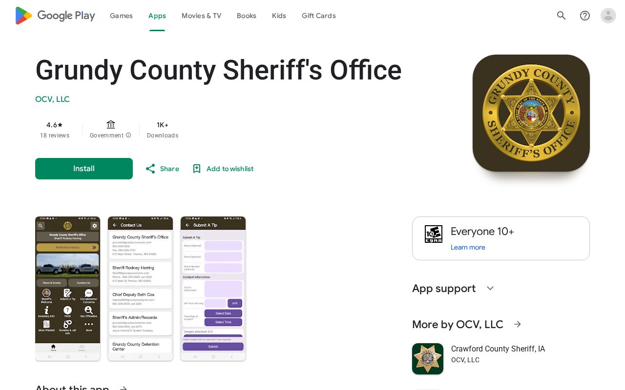 Grundy County Sheriff app listing